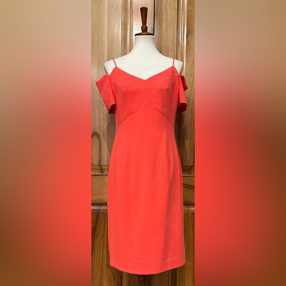 Black Halo - Vivid Tailored Cocktail Dress Watermelon Pink/Frosted Melon VGUC 10